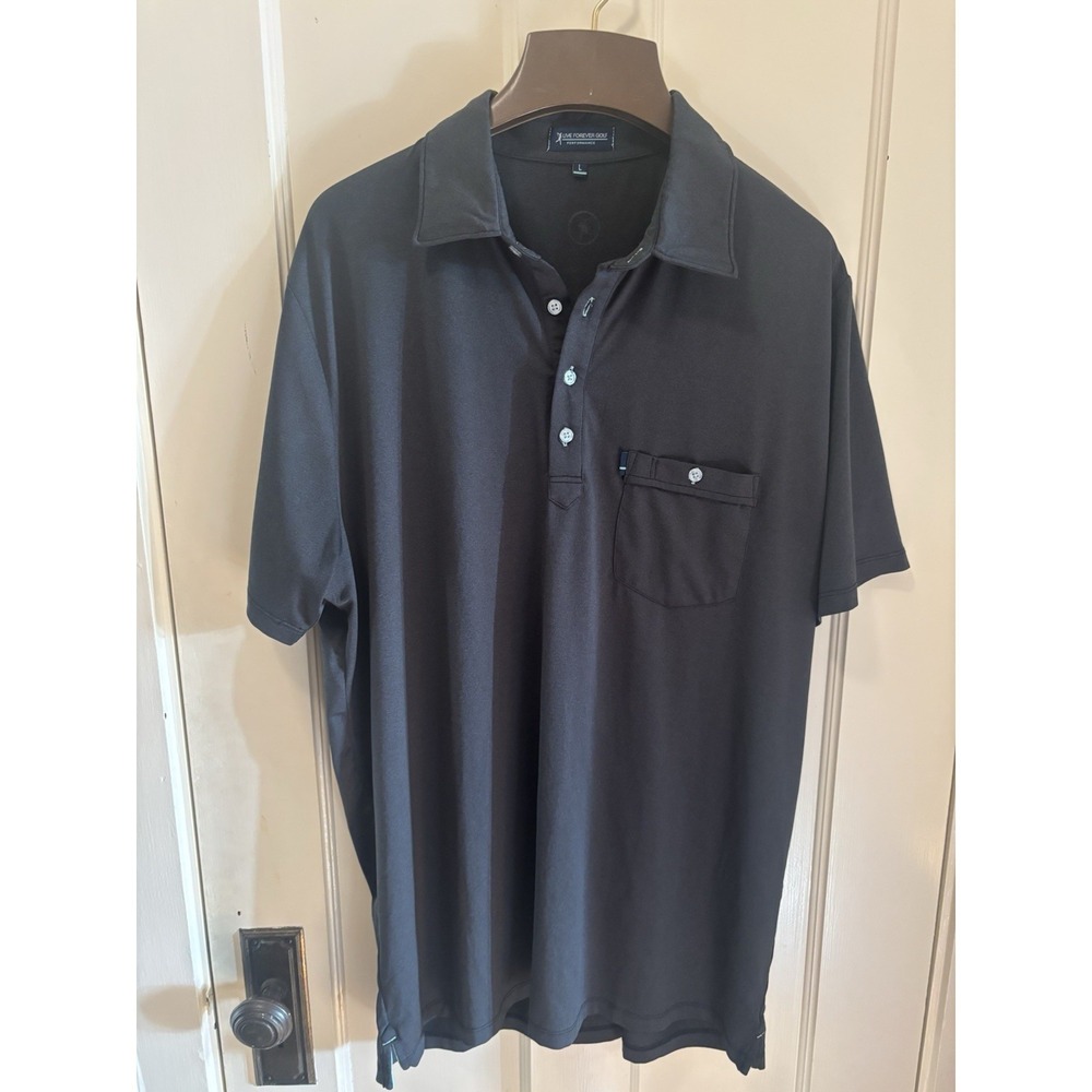 Live Forever Golf Performance Polo Shirt Mens Large Gray Pocket Logo